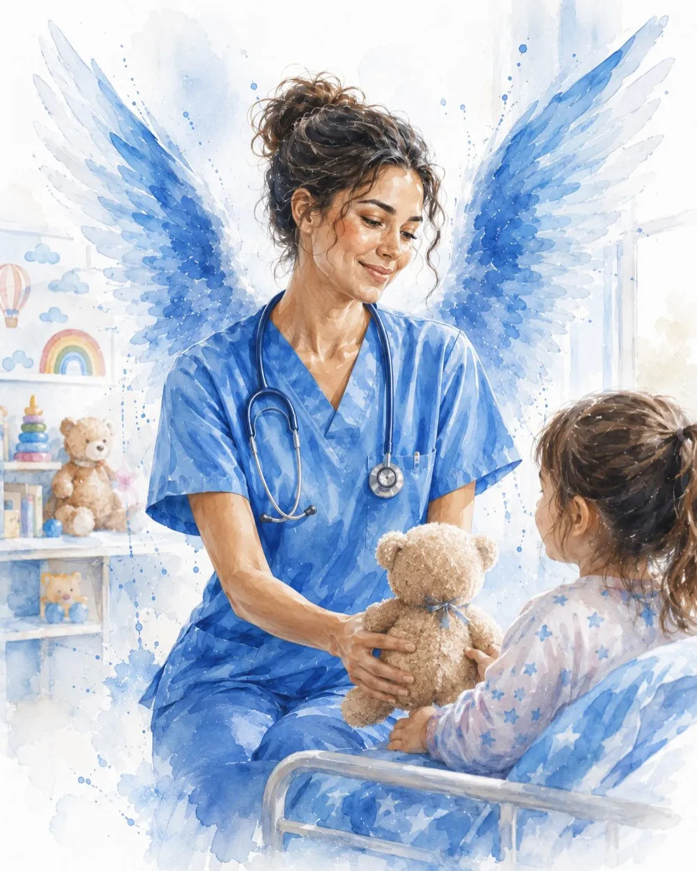 Kinderkrankenpflegerin mit einem Kind